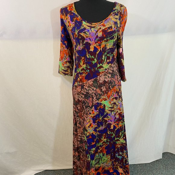 SOLD Soft Surroundings Beautiful Estelle 3/4 Sleeve Graphic Print Maxi Dress - Picture 2 of 12